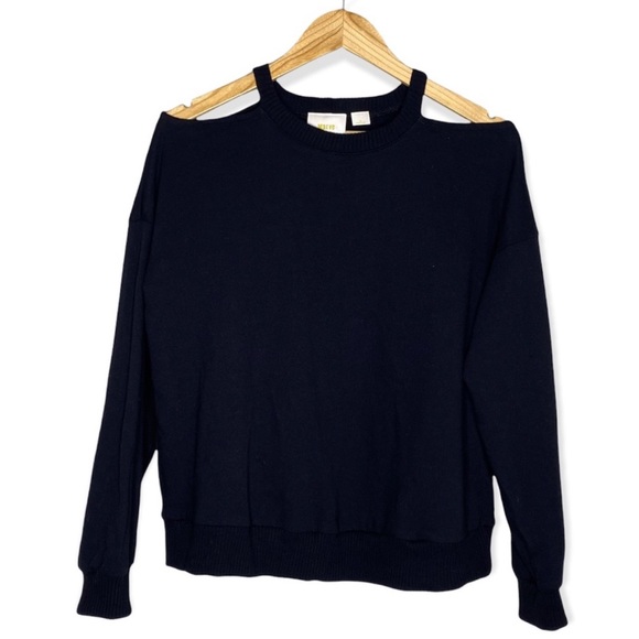 Anthropologie MAEVE French Terry Cold Shoulder Sweatshirt Sz. Medium - Picture 3 of 7